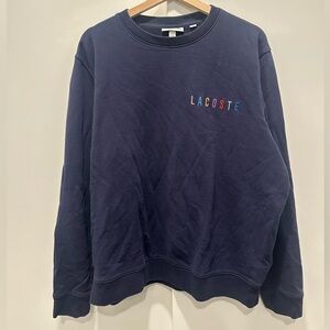 Lacoste Men's Dark Blue Crewneck Sweatshirt with Colorful Embroidered Logo